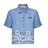 Camicia in popeline fiammato con stampa MK1951 17XXF061M MIU MIU 
