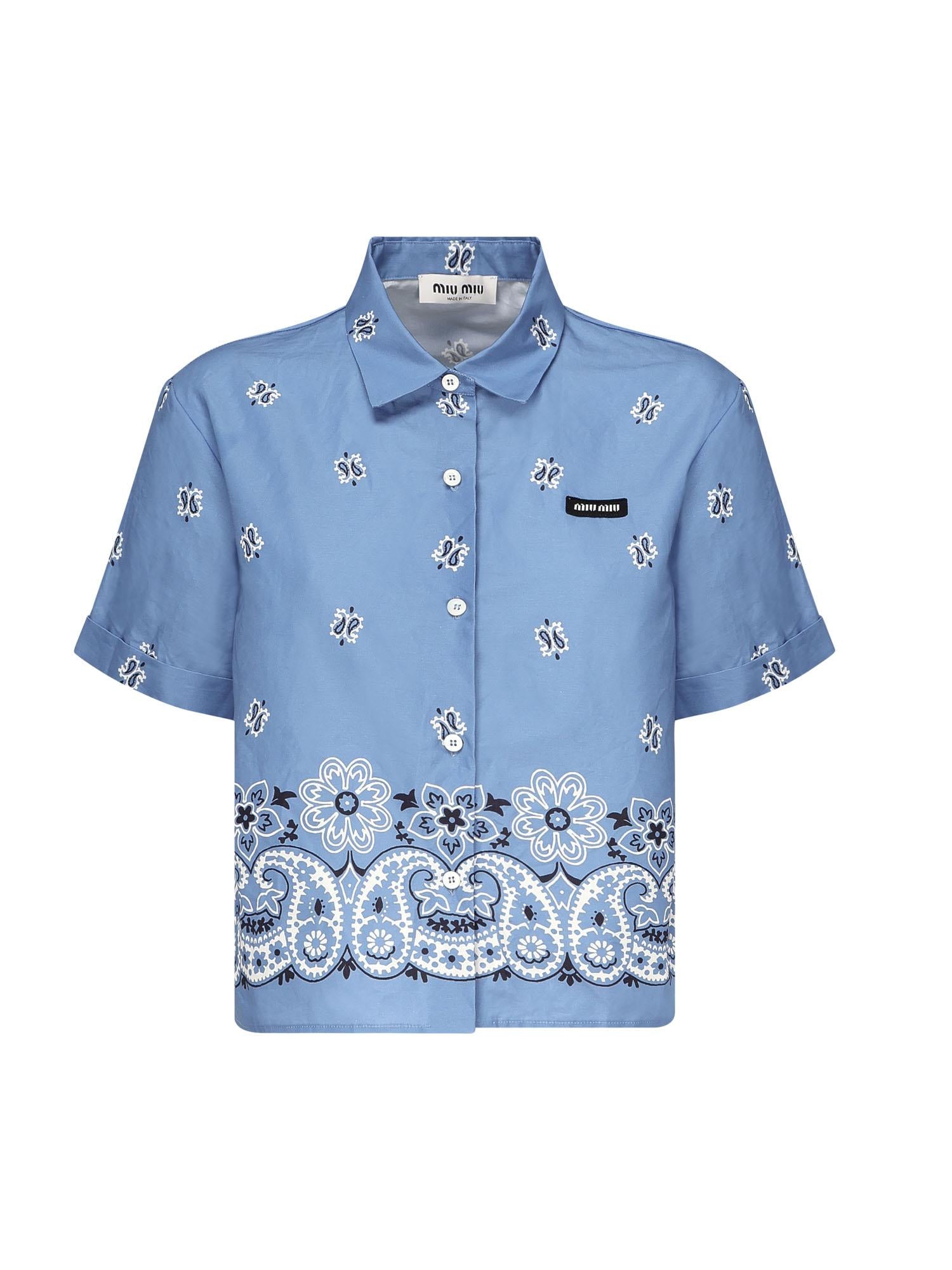 Camicia in popeline fiammato con stampa MK1951 17XXF061M MIU MIU 