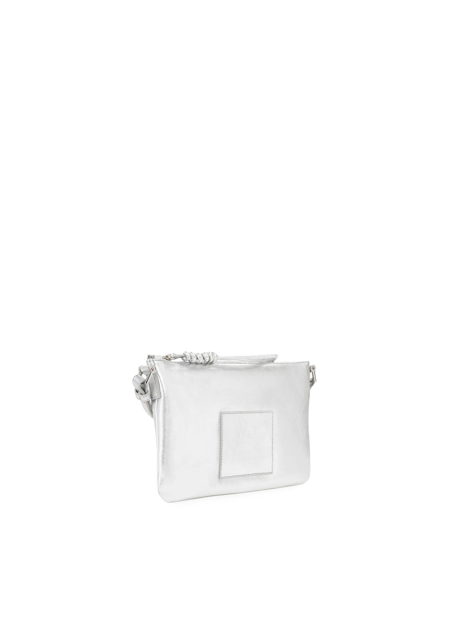 Borsa a tracolla in pelle con logo 73BP9VT03 LOLLI POPPOP SILVER V° 73 
