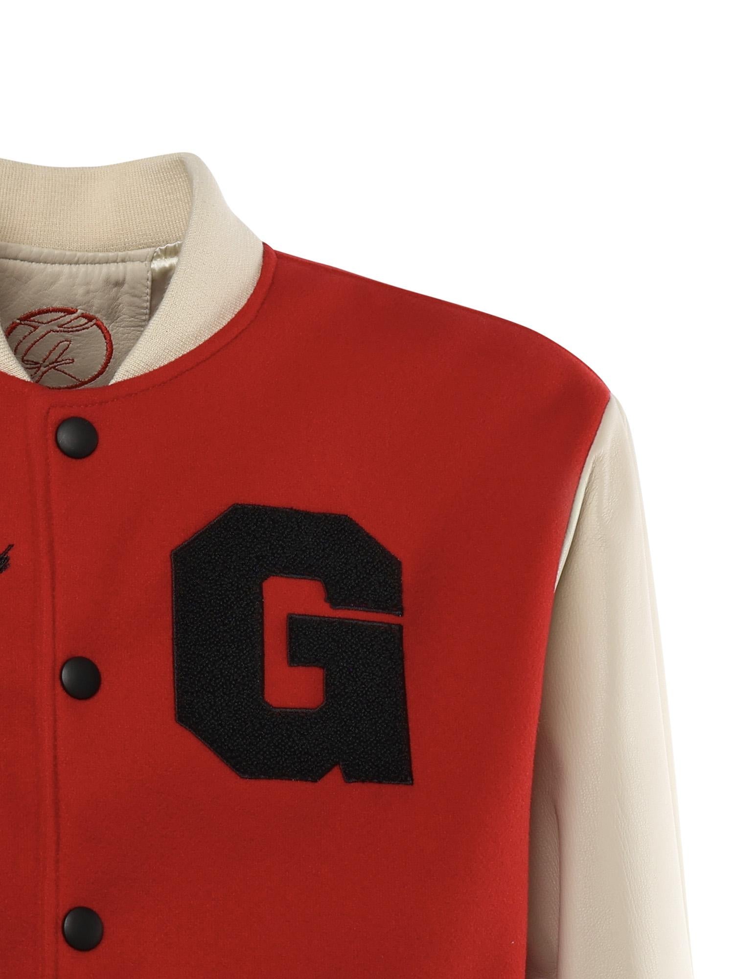 Bomber Varsity in nappa e tessuto VARSITY NAPPAROSSO GIULIANO GALIANO 