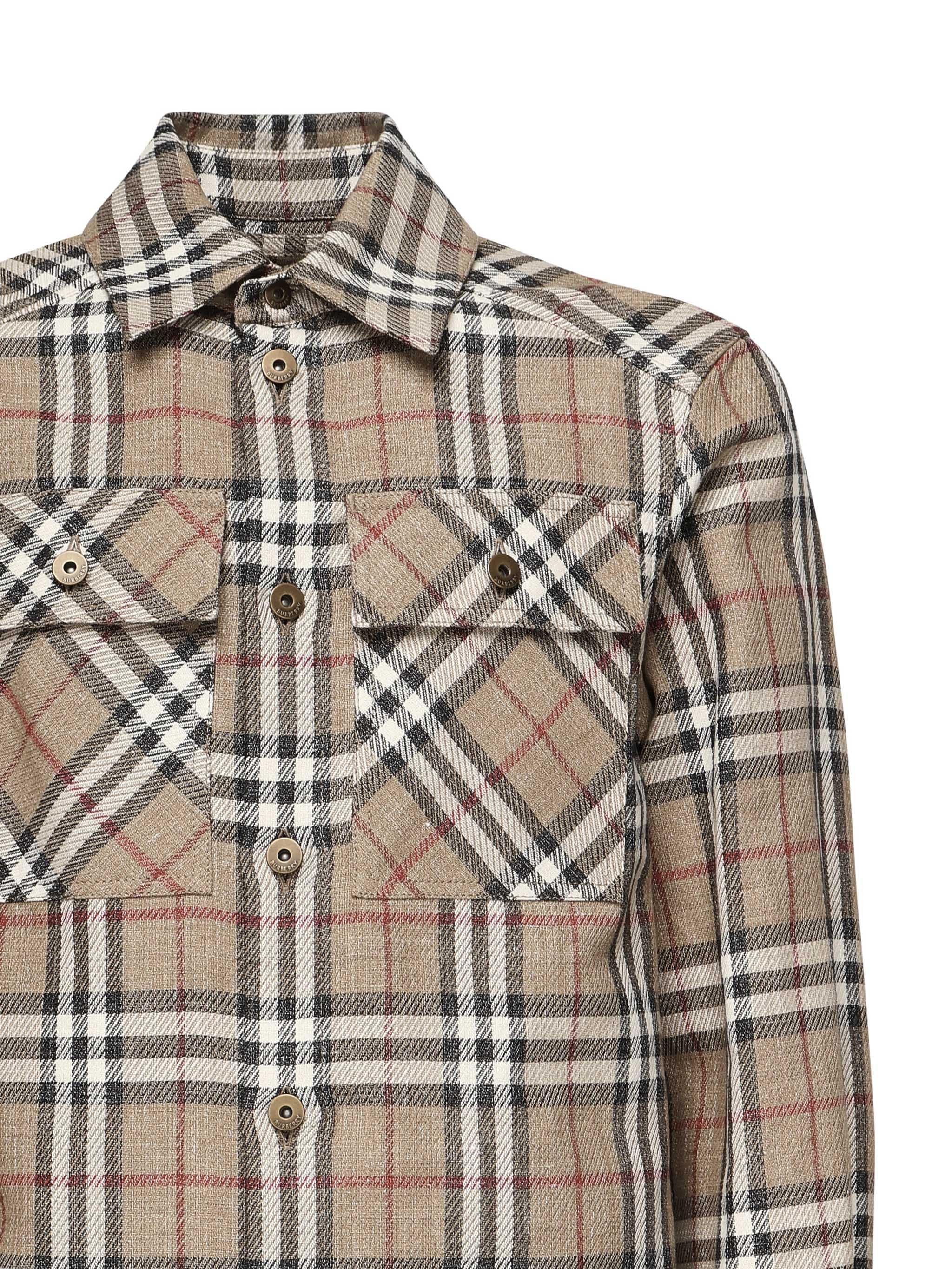 Camicia check in cotone e lino 8108014 C2044 BURBERRY 