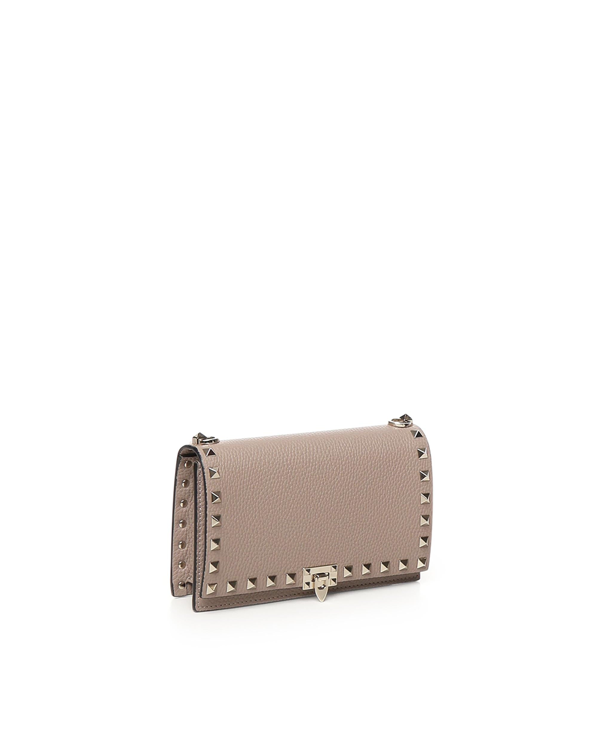 Mini bag con catena Rockstud in vitello granato 8W2P0Y59 VSHP45 VALENTINO GARAVANI 