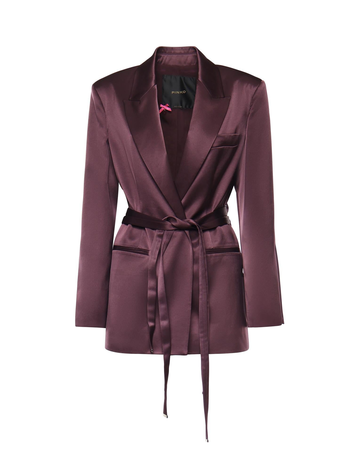 Giacca in satin con cintura 106589 A1Y5R57 PINKO 
