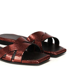 Sandali piatti Miryam<BR/> MIRYAM RETTILE BORDEAUX GIULIANO GALIANO 