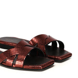 Sandali piatti Miryam<BR/> MIRYAM RETTILE BORDEAUX GIULIANO GALIANO 