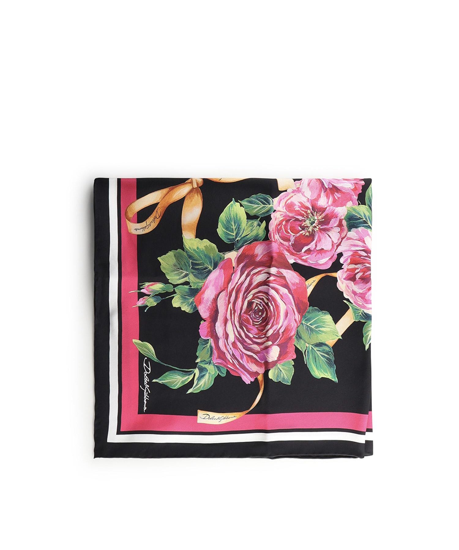 Foulard in twill di seta stampa Rose FN092R GDCUJHD5JA DOLCE & GABBANA 