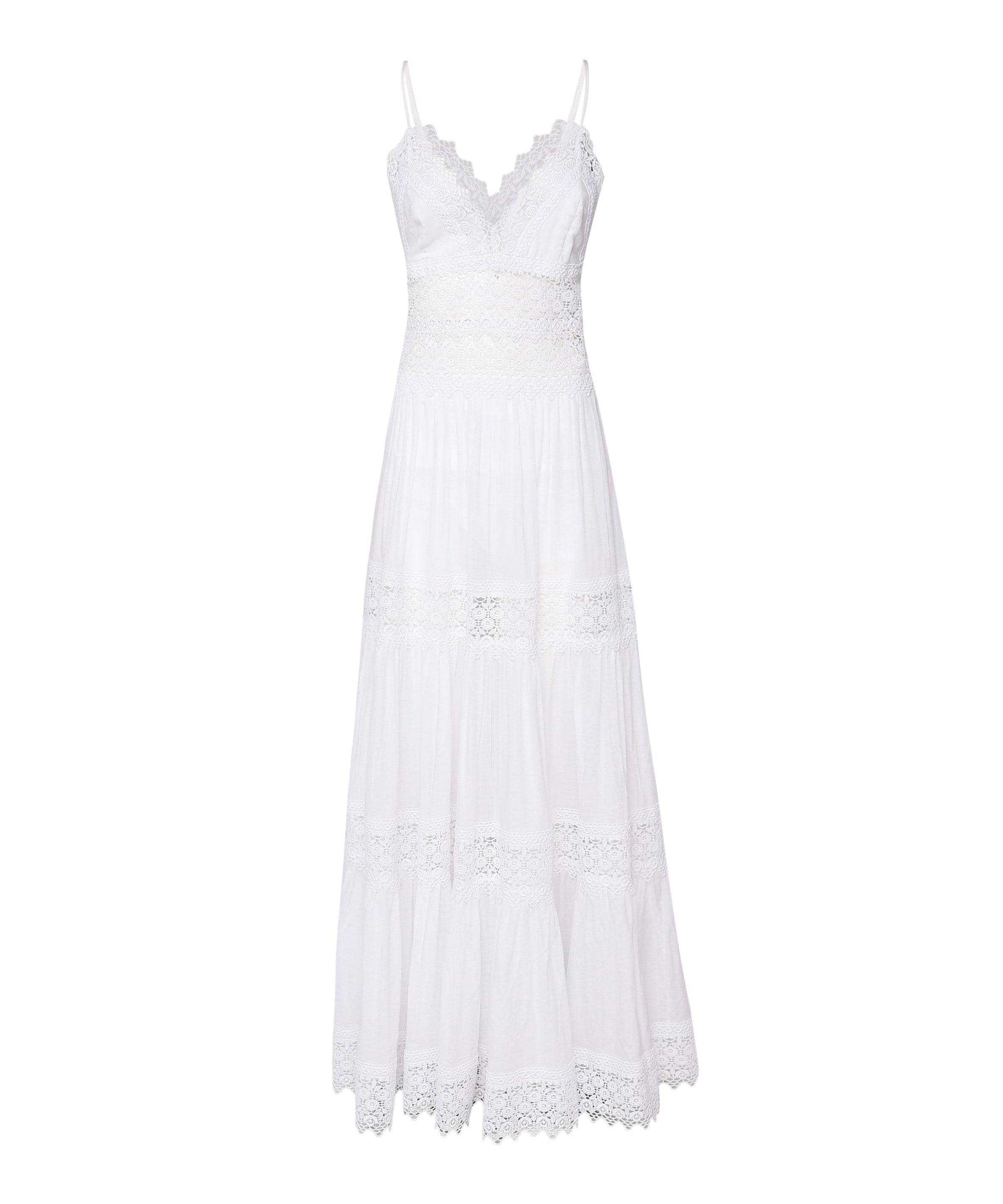 Abito maxi senza spalline in voile di misto cotone 201638 -WHITE CHARO RUIZ 
