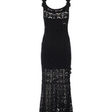 Abito midi crochet con fiori applicati 106862 A3B8Z99 PINKO 