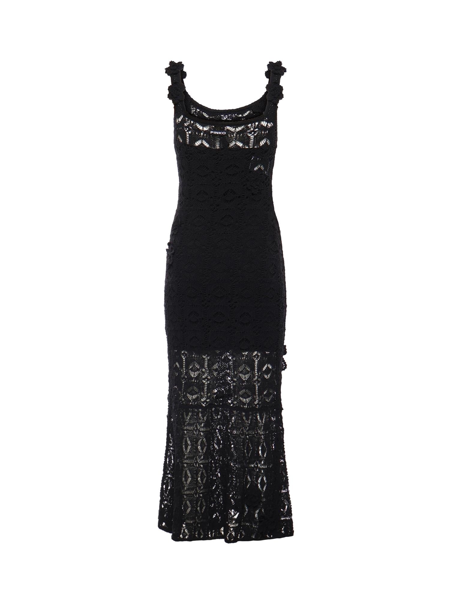Abito midi crochet con fiori applicati 106862 A3B8Z99 PINKO 