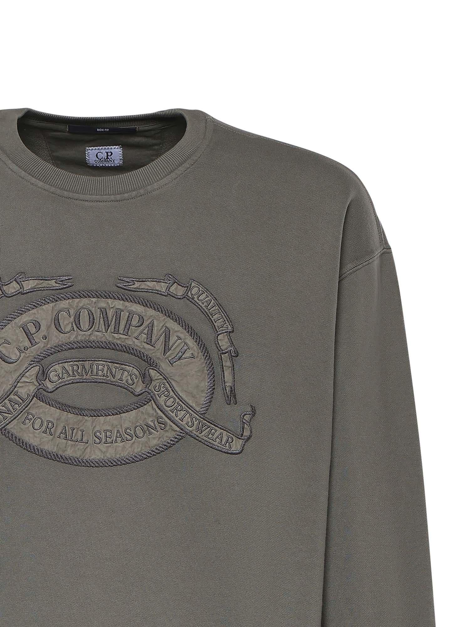 Felpa in diagonal fleece con logo 20CMSS217A 006090O921 C.P. COMPANY 
