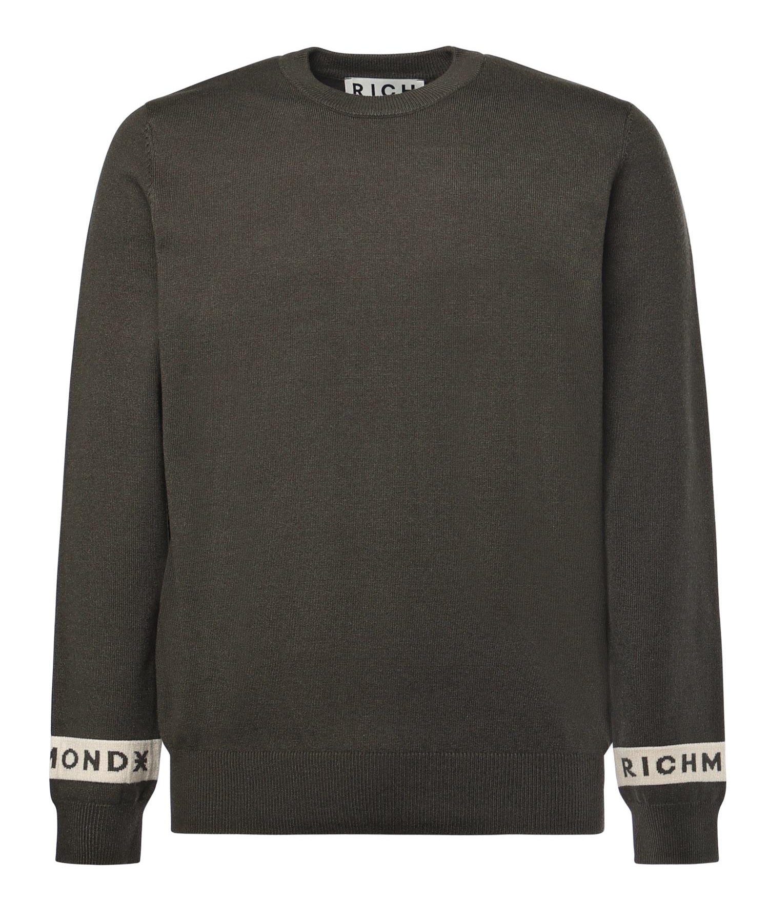 Maglione in misto viscosa con logo<BR/> UMA25035MA DEEP FOREST RICHMOND X 