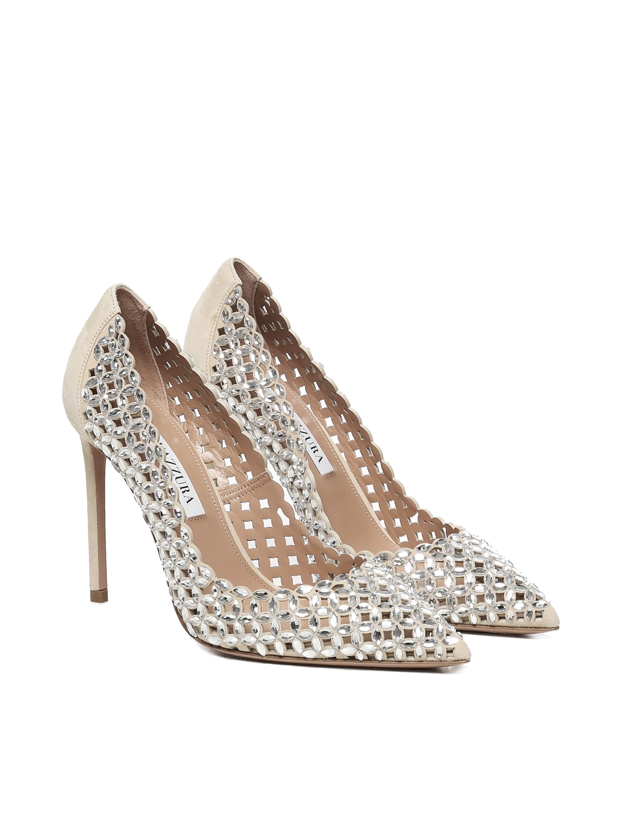 Décolleté in suede con cristalli CTAHIGP0 SUENND AQUAZZURA 