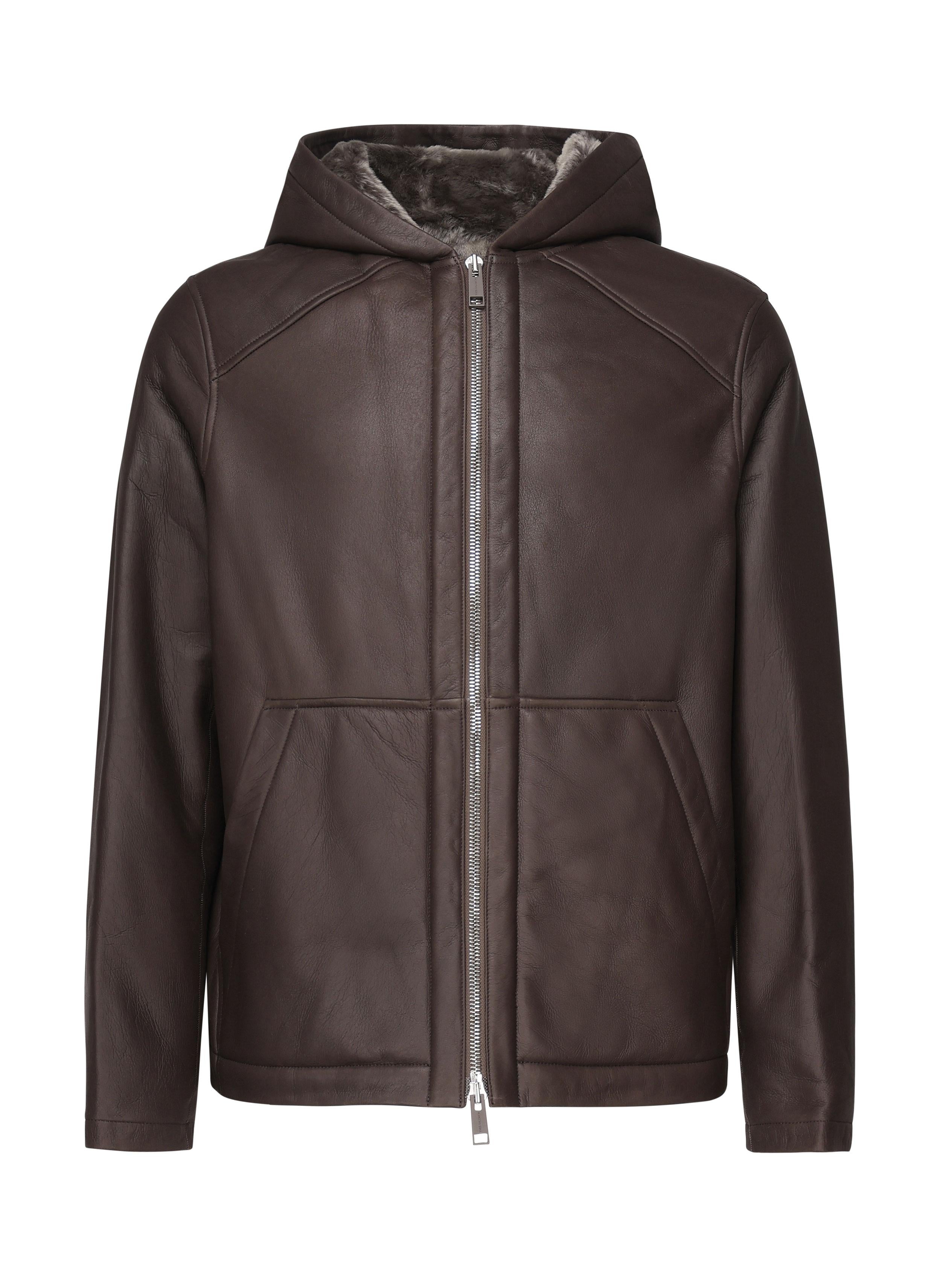 Giacca in pelle con cappuccio 25WHV60470M SISA9112 YVES SALOMON 
