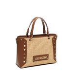 Tote bag in rafia con borchie JC4276PP0MKW1 10A LOVE MOSCHINO 