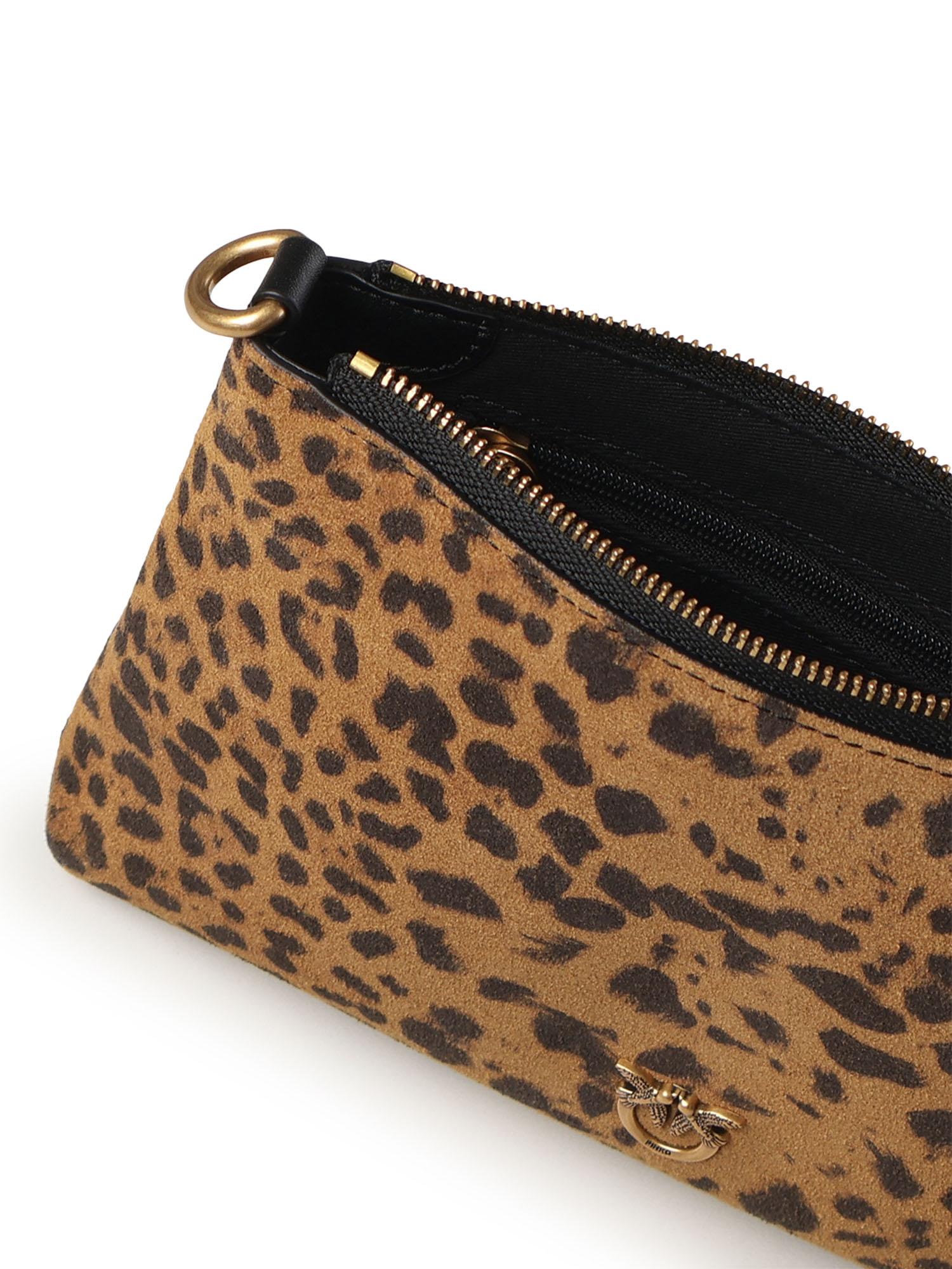 Bustina piccola a tracolla in suede leopardato 104277 A32AM35Q PINKO 
