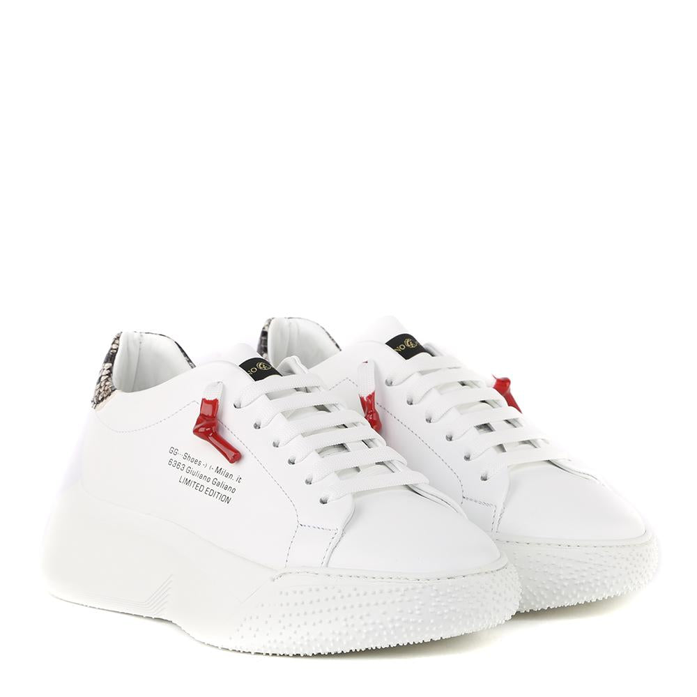 Sneakers Nemesis in nappa con lacci cerati NEMESIS2 PYTHONWHITE GIULIANO GALIANO 
