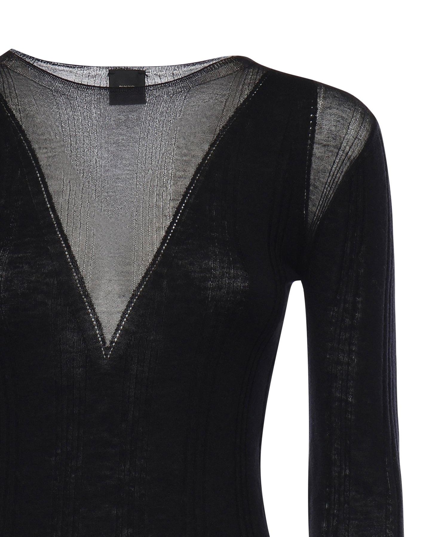 Maglia a coste con trasparenze 106317 A34BZ99 PINKO 
