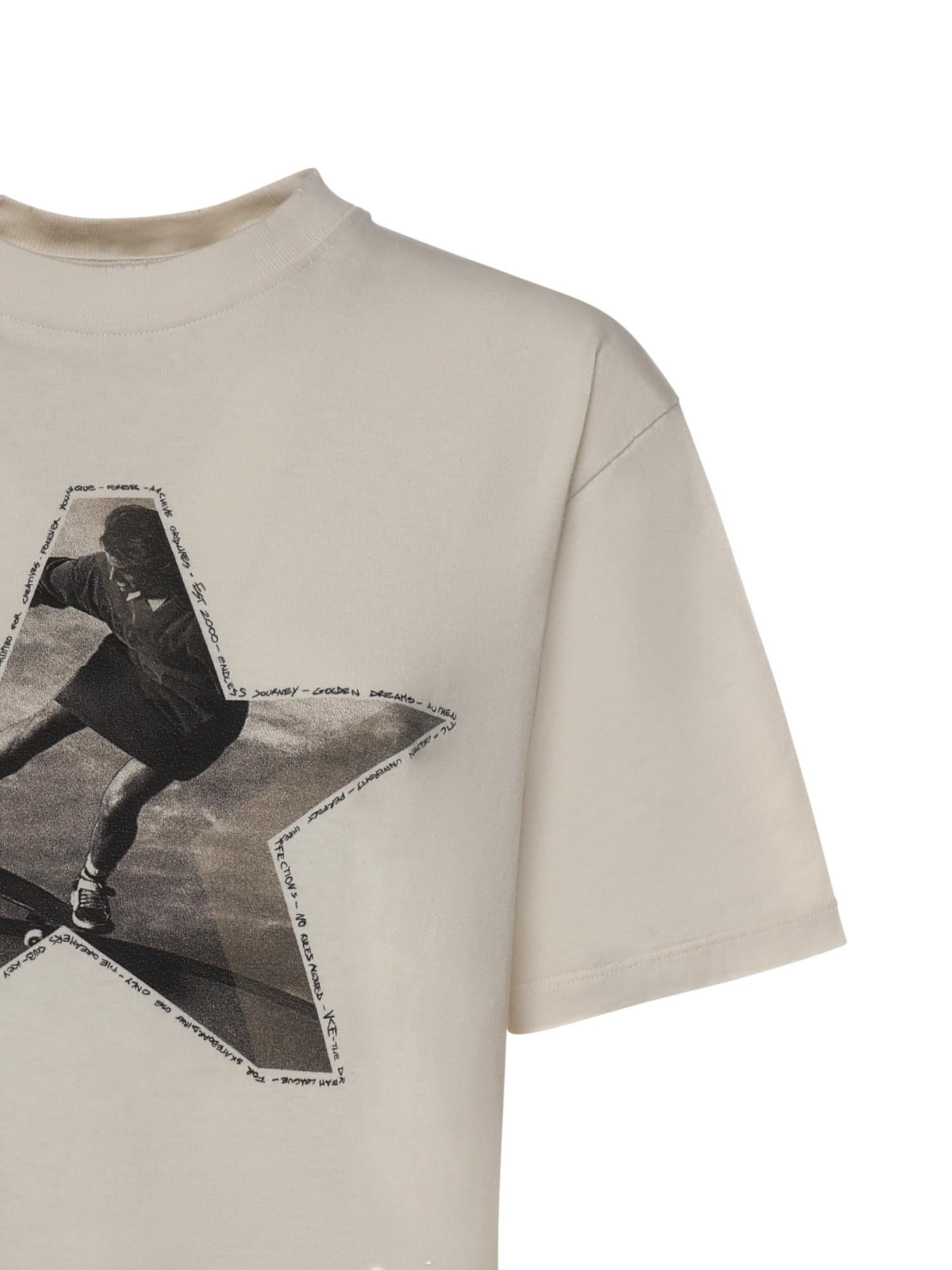 T-shirt con stampa in cotone GWP01874 P00237211560 GOLDEN GOOSE 