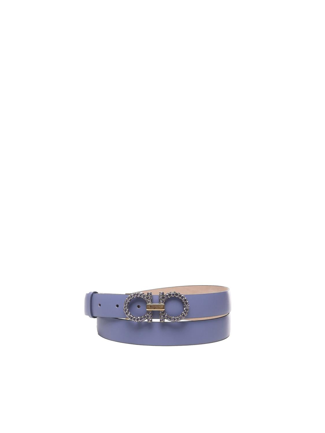 Cintura in pelle con fibbia Gancio e cristalli 23B727 754874014 FERRAGAMO 