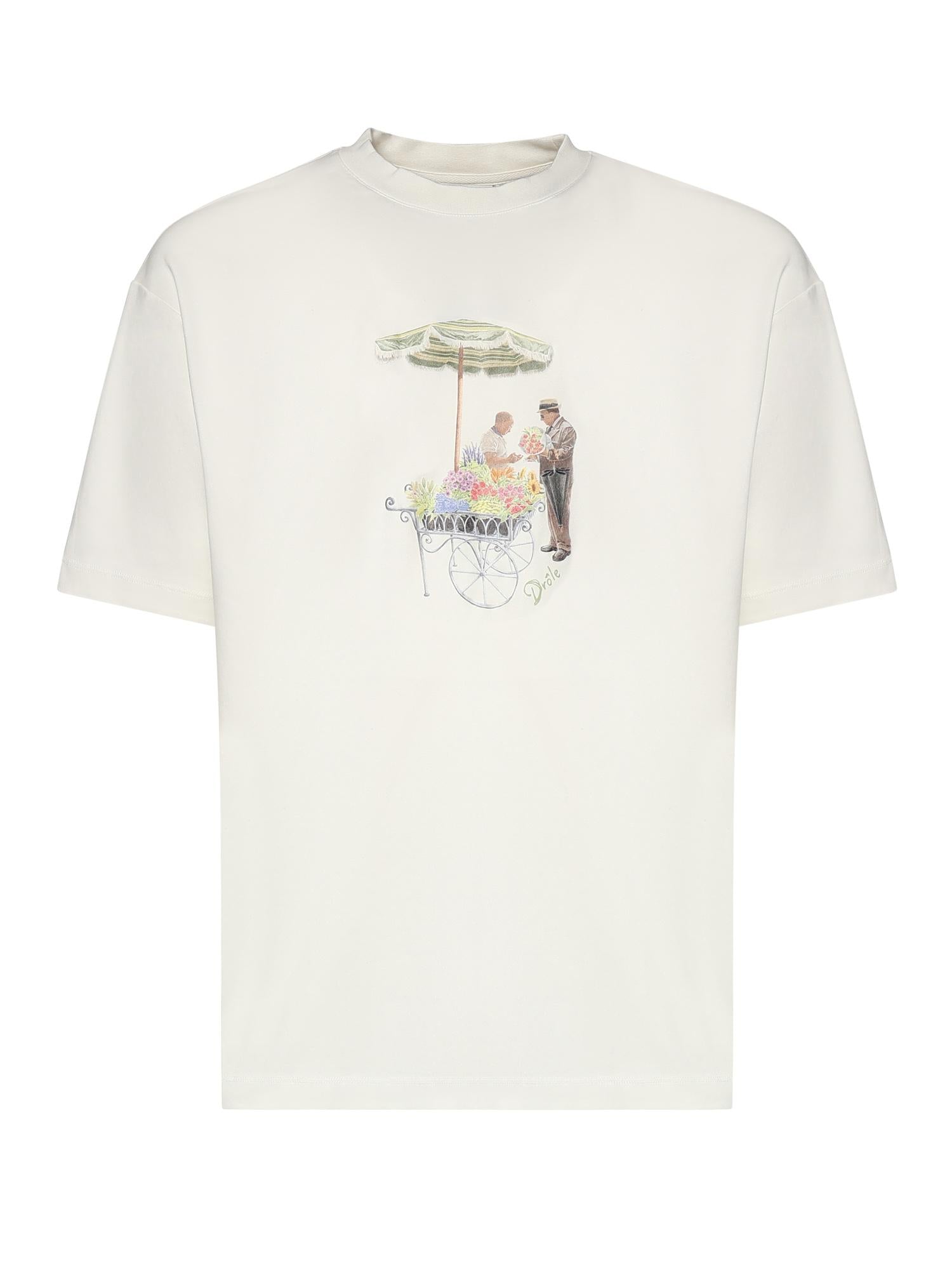 T-shirt Fleuriste in cotone KTS310CO002 OW Drôle de Monsieur 