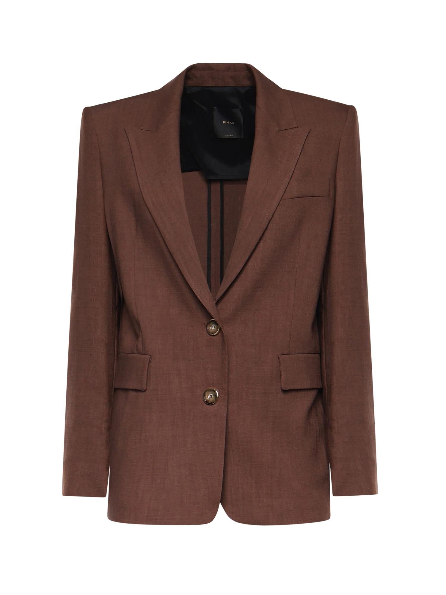 Giacca monopetto effetto rustico 106529 A2W6L78 PINKO 