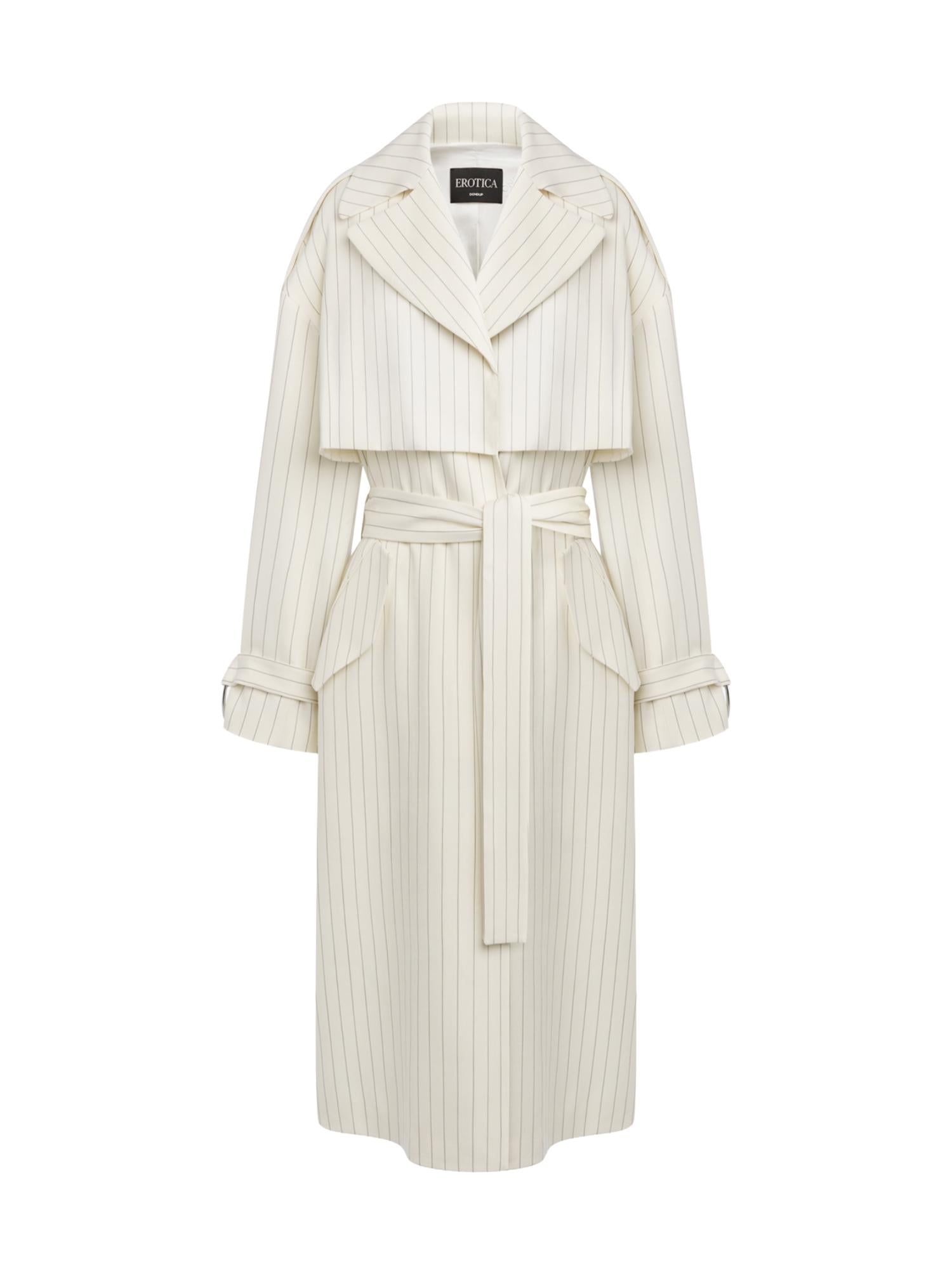 Trenchcoat in fresco di lana gessato DJ856 ES0080D001 DONDUP 