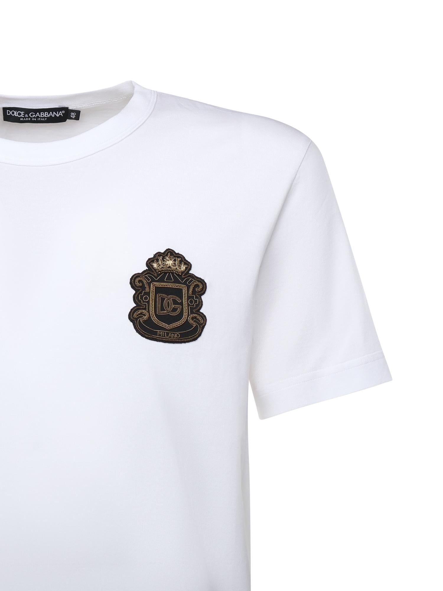 T-shirt in cotone con patch araldico G8PT1Z G7PZUW0800 DOLCE & GABBANA 
