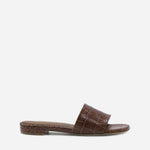 SANDALI SLIDES VICKY IN PELLE STAMPA COCCO<BR/> VICKY COCCOMARRONE GIULIANO GALIANO 