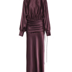 Abito lungo in satin con drappeggio 106677 A1Y5R57 PINKO 