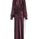 Abito lungo in satin con drappeggio 106677 A1Y5R57 PINKO 