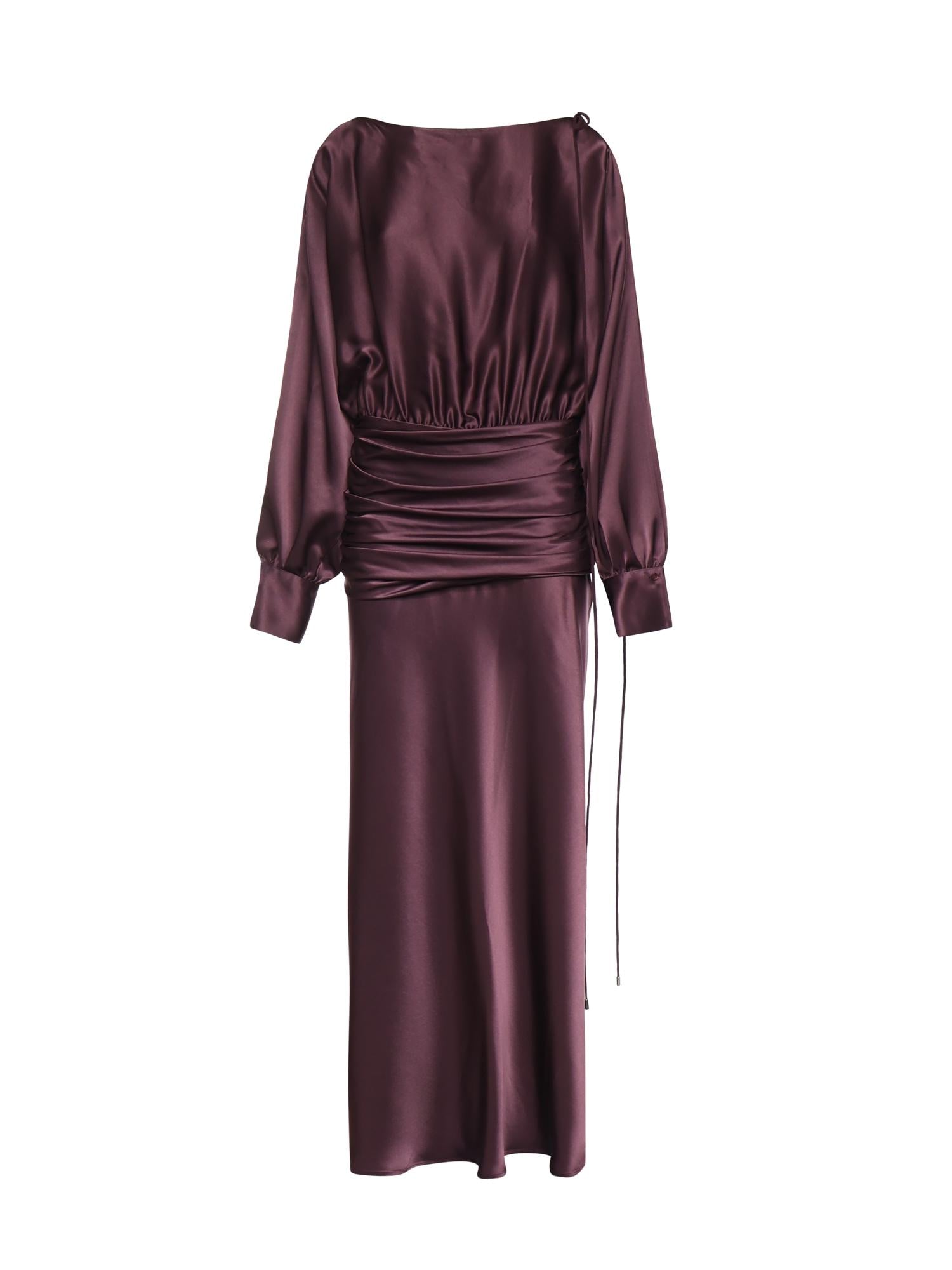 Abito lungo in satin con drappeggio 106677 A1Y5R57 PINKO 