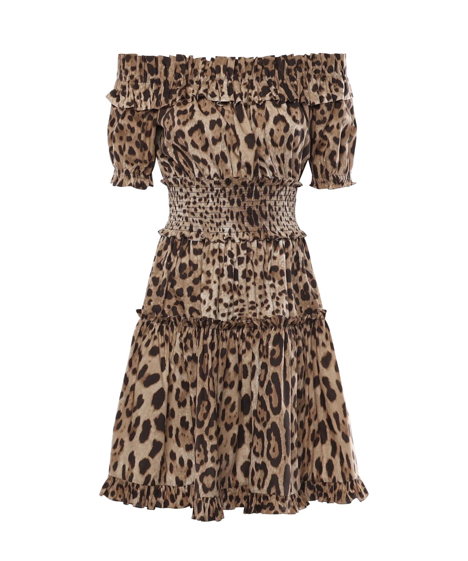 Abito corto in popeline con stampa leopardo F6A0UT HS5E3HY13M DOLCE & GABBANA 