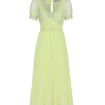 Abito longuette in chiffon con dettaglio in pizzo RS23-075M CHIFFONLIME GREEN SELF-PORTRAIT 