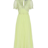 Abito longuette in chiffon con dettaglio in pizzo RS23-075M CHIFFONLIME GREEN SELF-PORTRAIT 