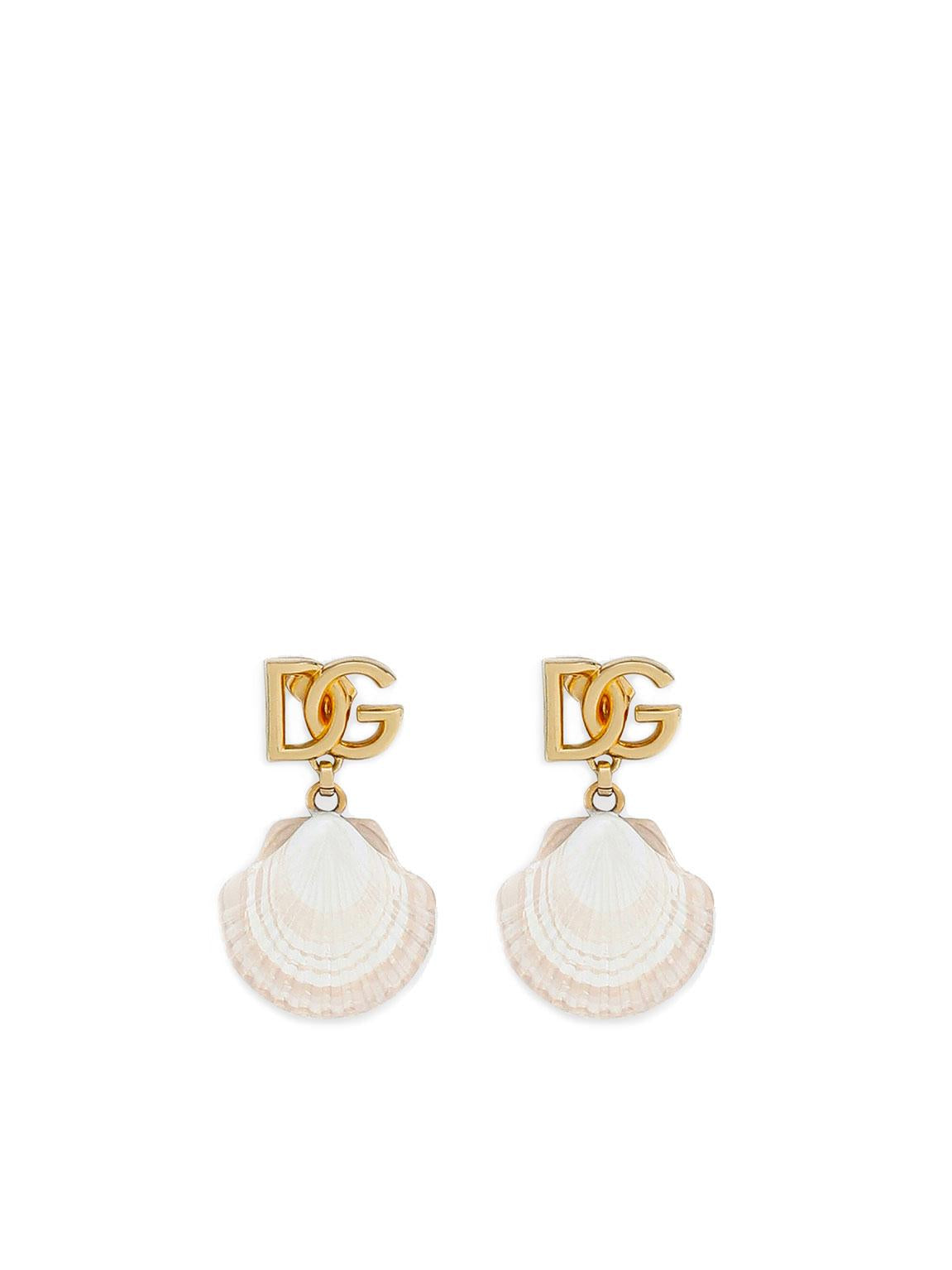 Orecchini con logo DG e conchiglia WEQ6A1 W1111ZOO00 DOLCE & GABBANA 