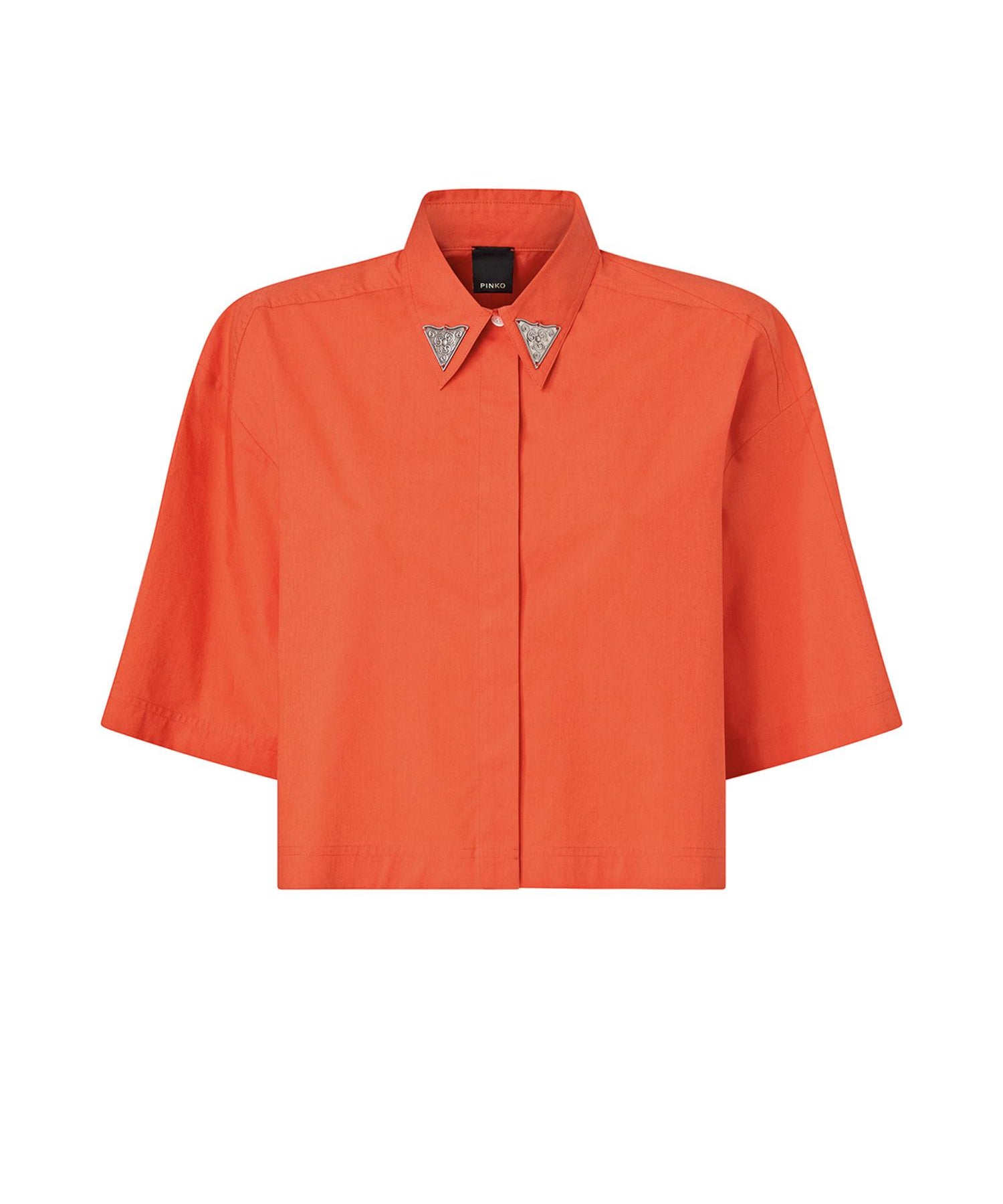 Camicia cropped con dettagli metallici 106826 A2LDA99 PINKO 