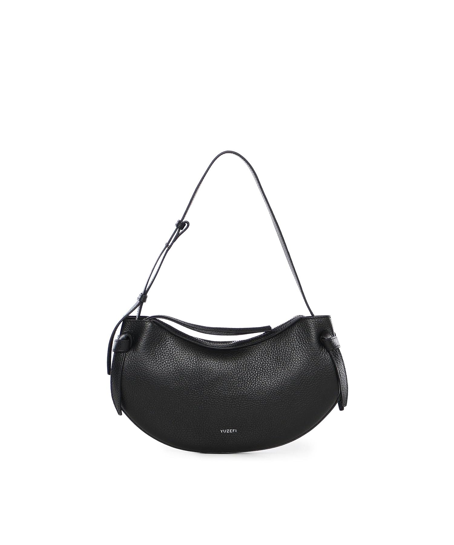 Borsa Fortune in pelle con logo FORTUNE COOKIE PEBBLE GRAIN LEATHER BLACK YUZEFI 