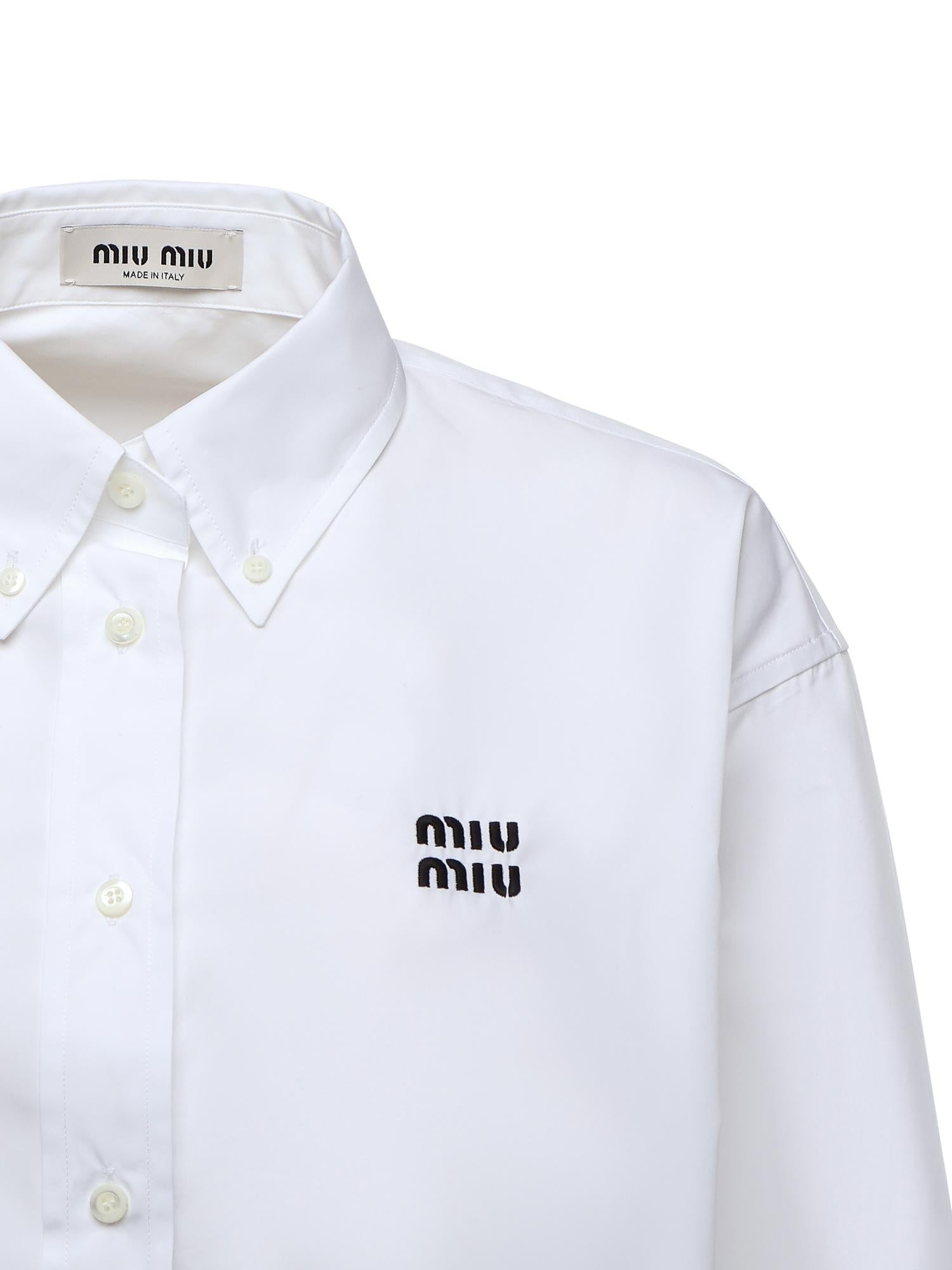 Camicia in popeline con logo MK1659 10RGF0009 MIU MIU 
