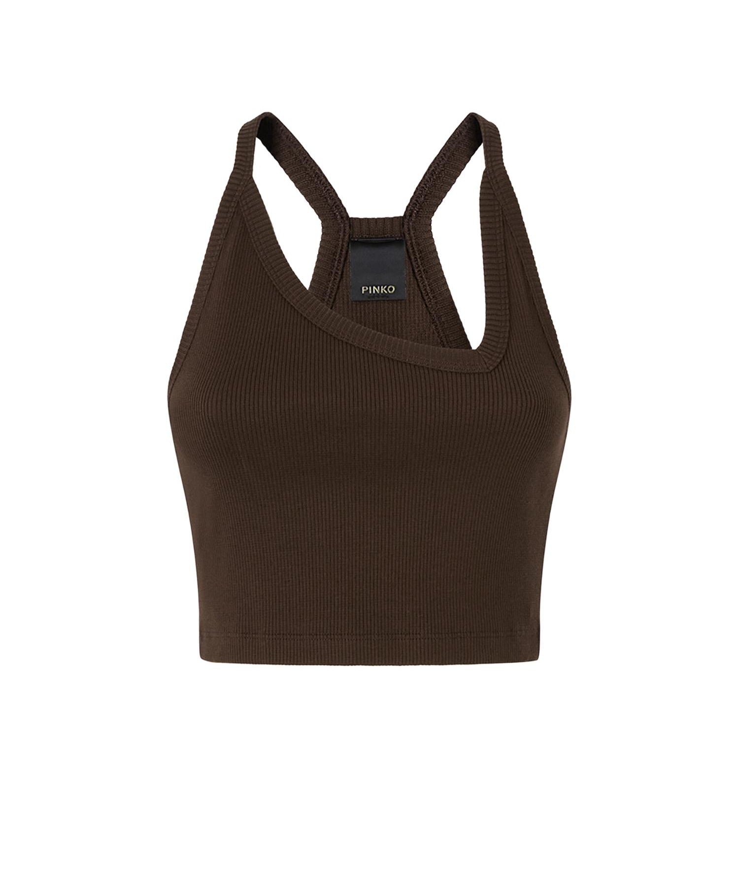 Canotta cropped con scollo asimmetrico 107304 A3IKL78 PINKO 