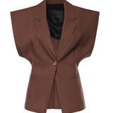 Giacca smanicata effetto rustico 106509 A2W6L78 PINKO 