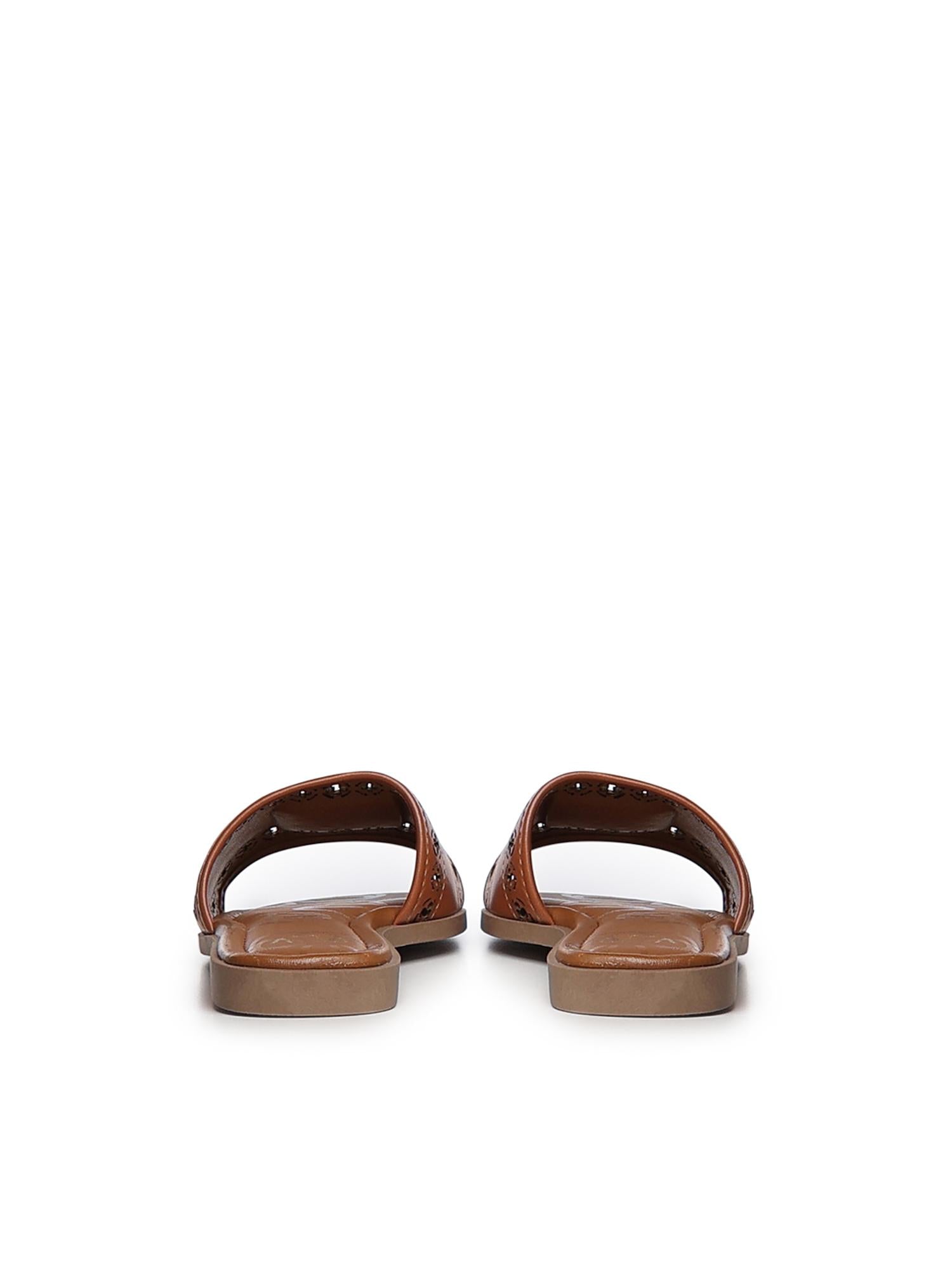 Sandali slide Maya con logo 73SC9Y201TRA MAYA FLATCUOIO V° 73 