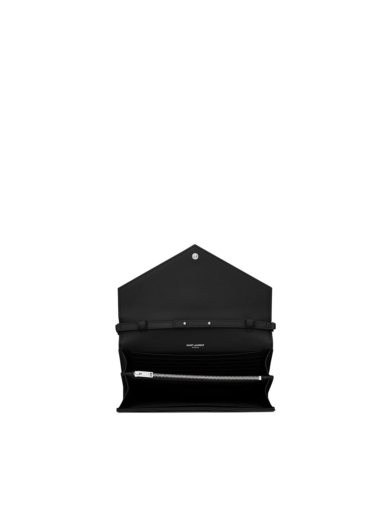 Pochette con catena Cassandre in pelle grain de poudre<BR/> 377828 BOW081000 SAINT LAURENT 