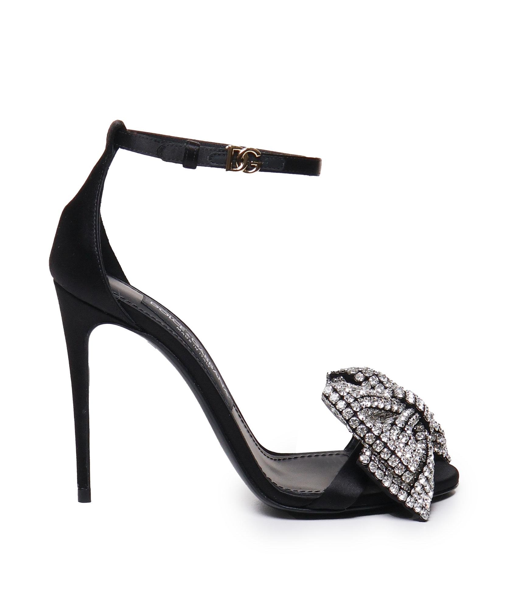 Sandalo in raso con ricamo strass CR1793 A9S438S488 DOLCE & GABBANA 