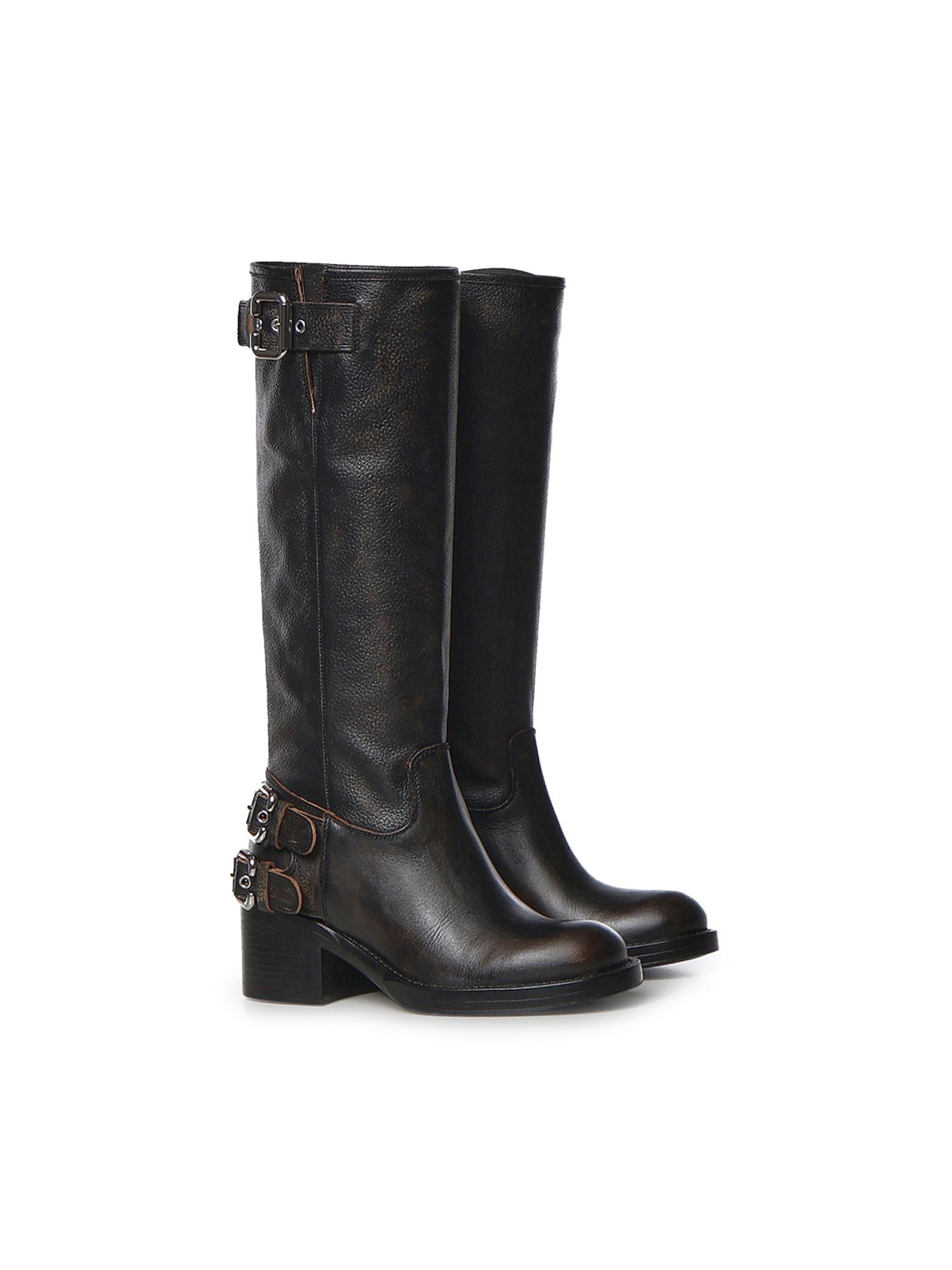 Stivali biker Dakota in pelle CHC25A12ESY 001 CHLOÉ 