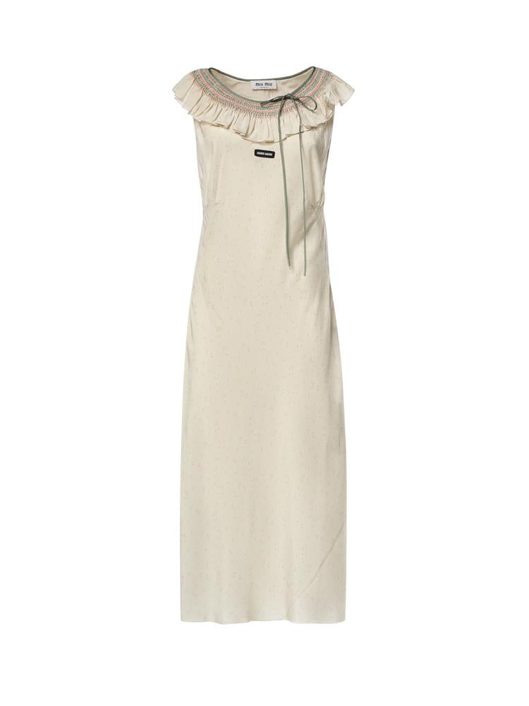 Abito in crêpe marocain con ricami MF6433 19UVF0N6K MIU MIU 