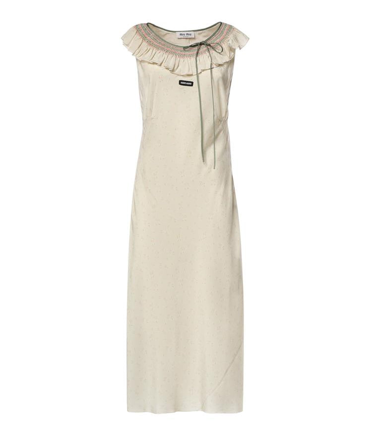 Abito in crêpe marocain con ricami MF6433 19UVF0N6K MIU MIU 