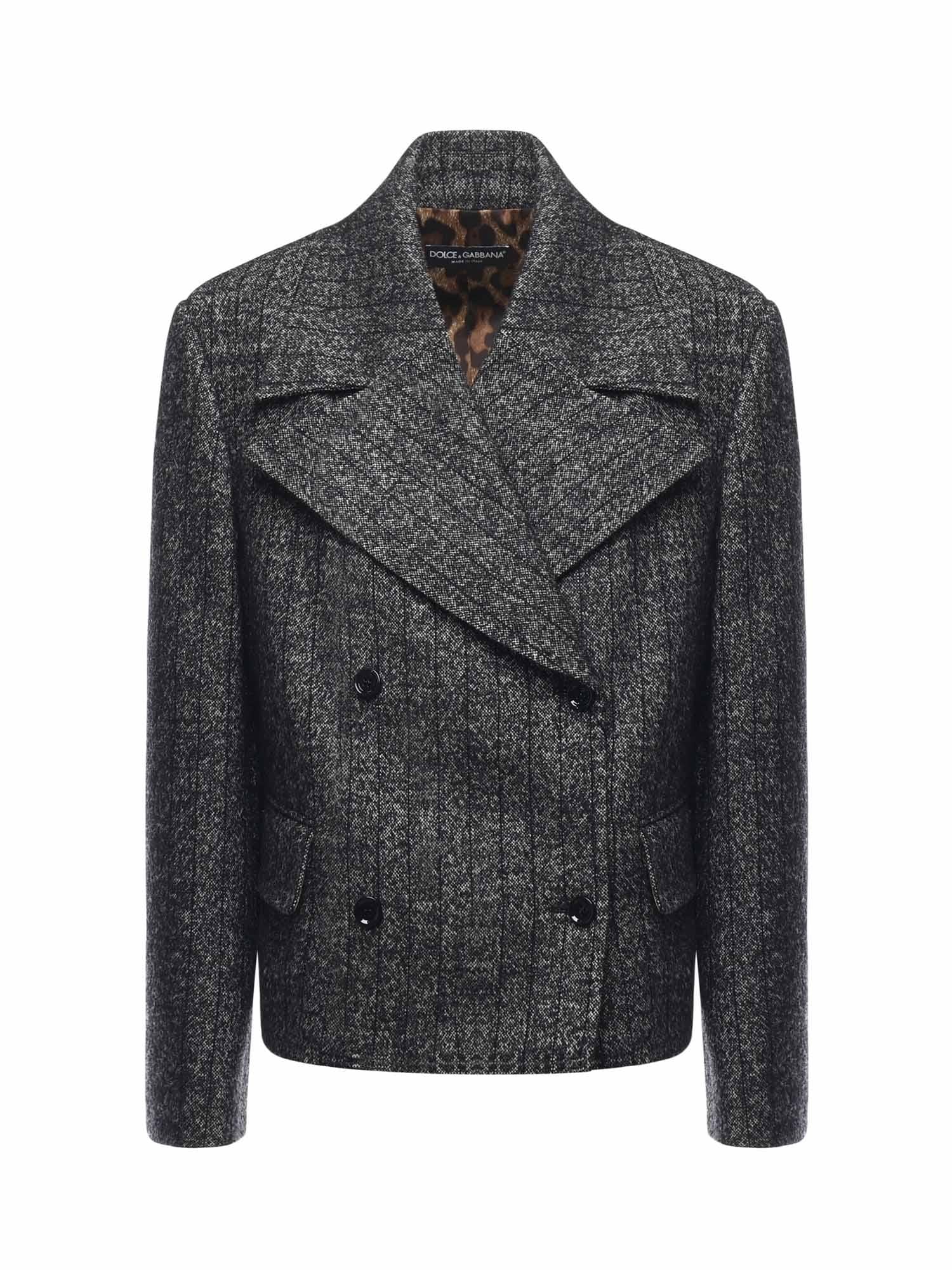 Giacca cropped in lana rigata F27FXT FRZANS8051 DOLCE & GABBANA 