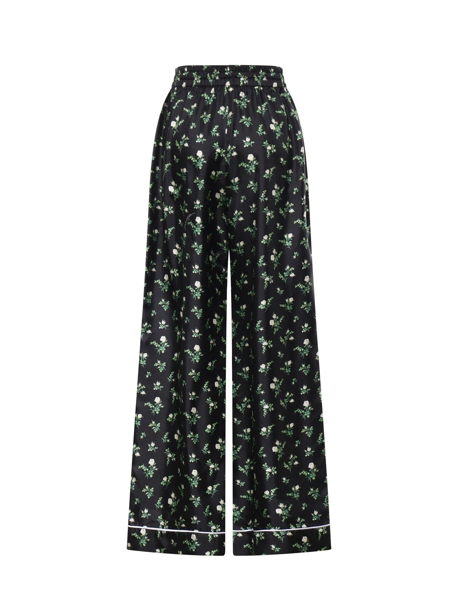 Pantaloni in twill stampa Roselline e mughetti FTDKTT IS13GHX6CB DOLCE & GABBANA 