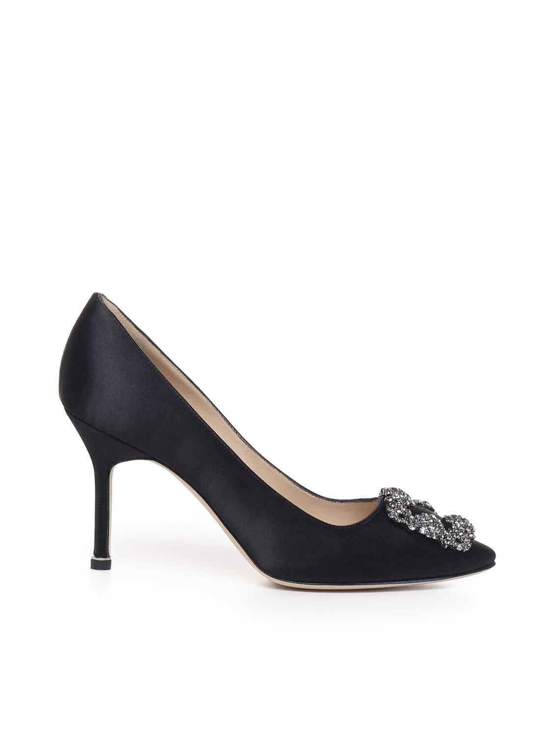Décolleté con fibbia gioiello in raso 90mm HANGISI_FMC 9XX-0663-00400015 MANOLO BLAHNIK 