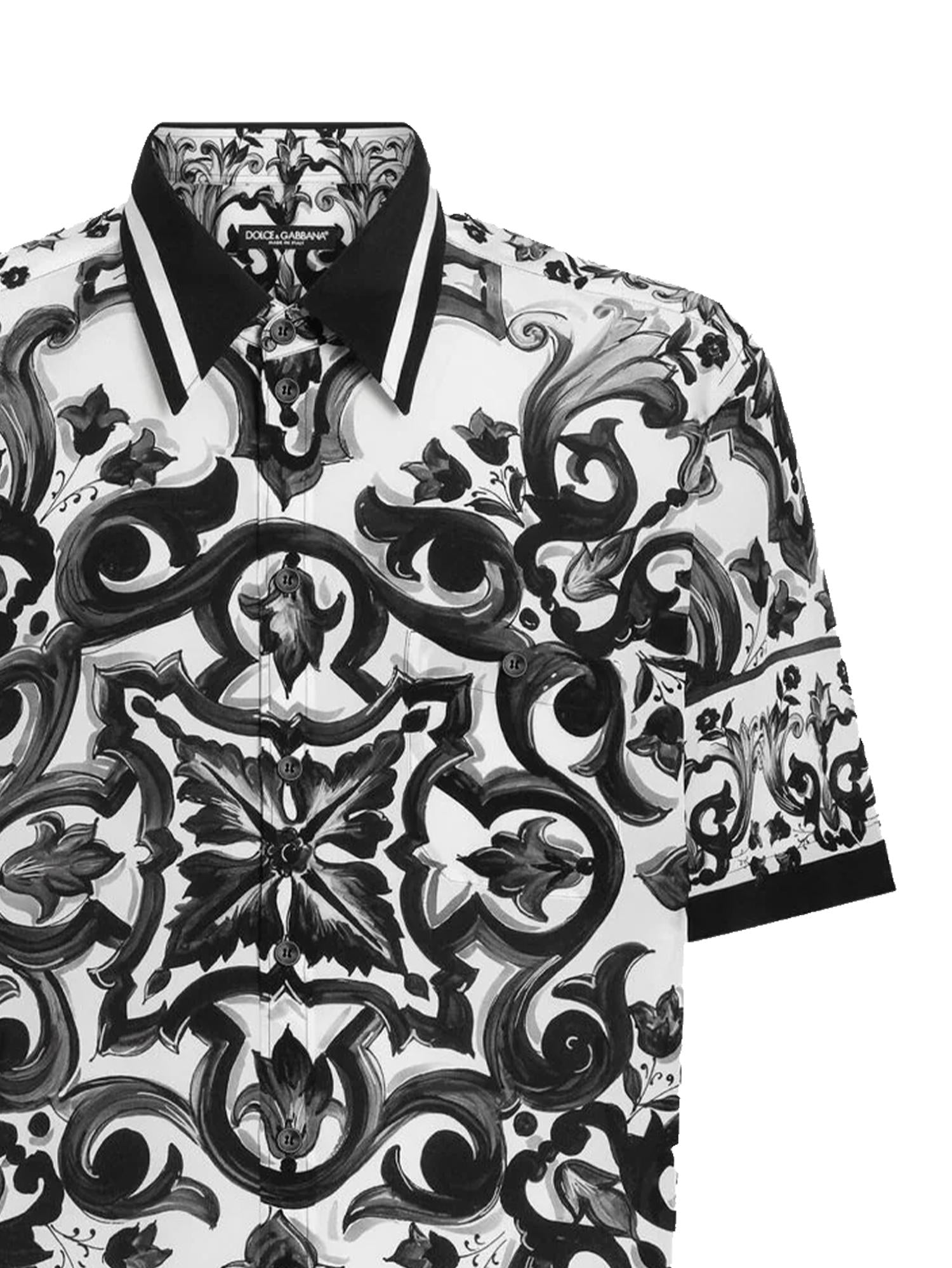 Camicia in seta stampa Maiolica G5LG9T HI1Y6IZ3TN DOLCE & GABBANA 